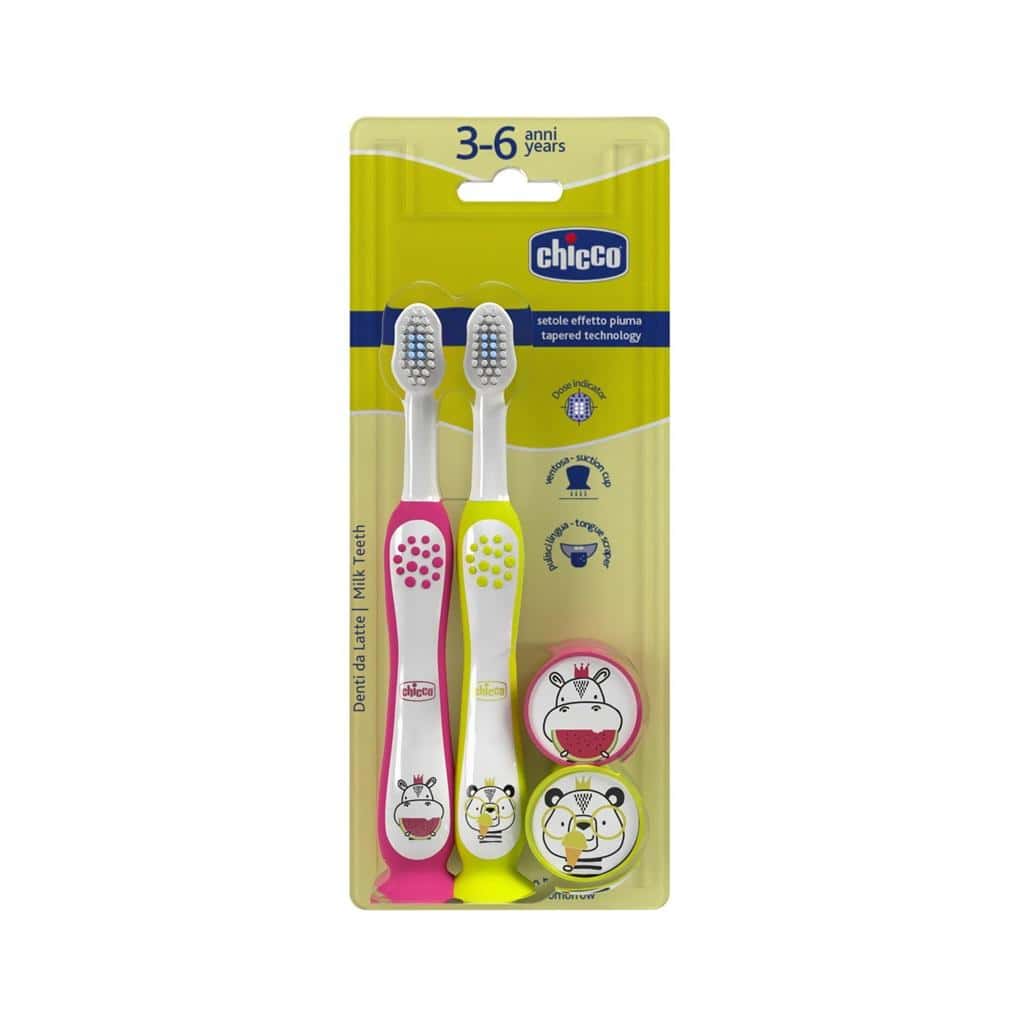 Chicco Toothbrush Hippo Panda 3-6L 2pcs - for children