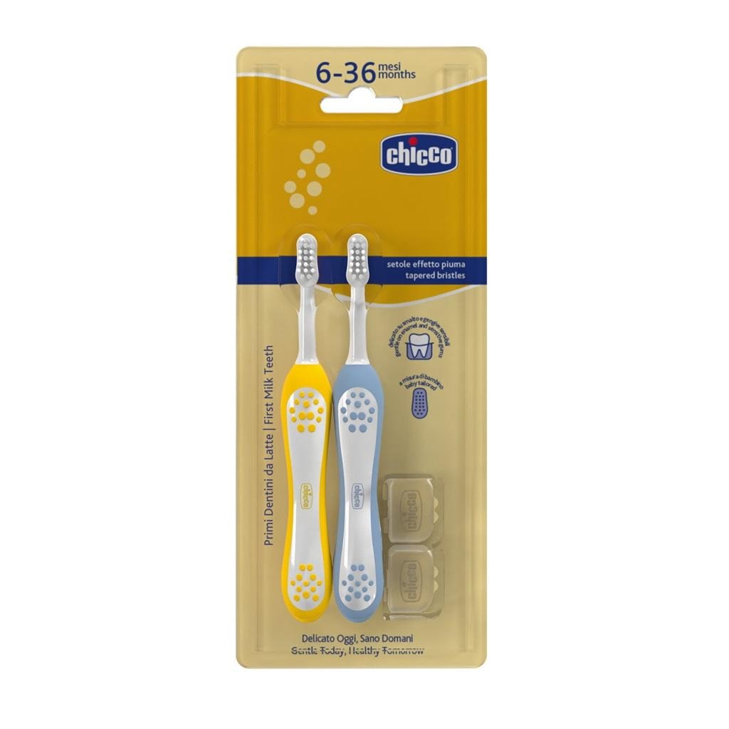 Chicco Toothbrushes for children 6-36m - indigo/mustard 2pcs