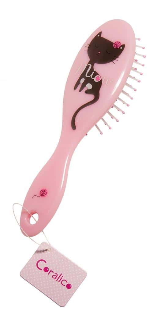 Cat Hair Brush - pink brush with print