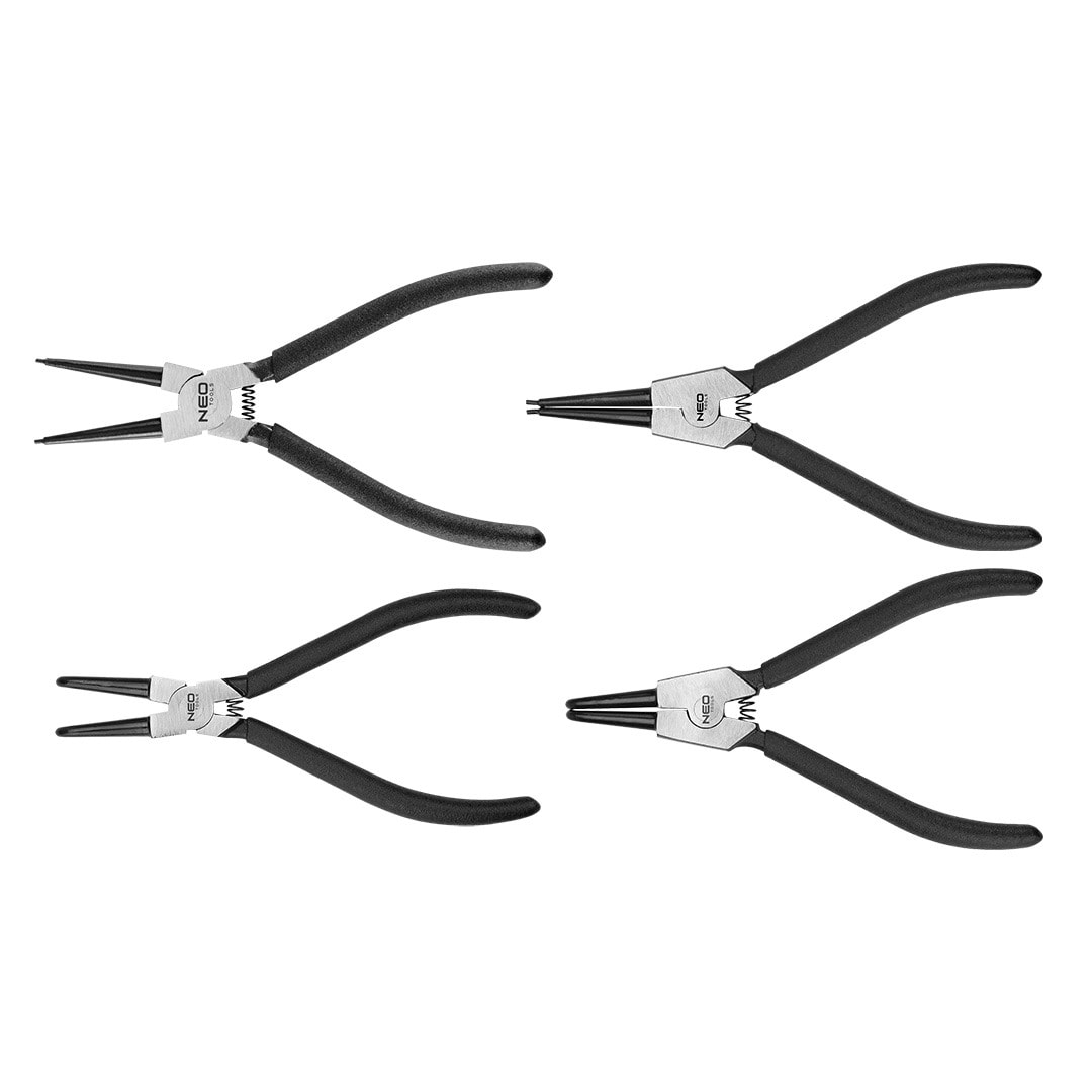 NEO Snap ring pliers for retaining rings, 4-piece set