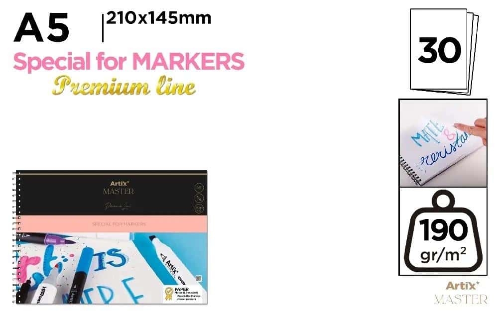 Artix A5 Sketchbook/30 Sheets for Markers - ideal for artists