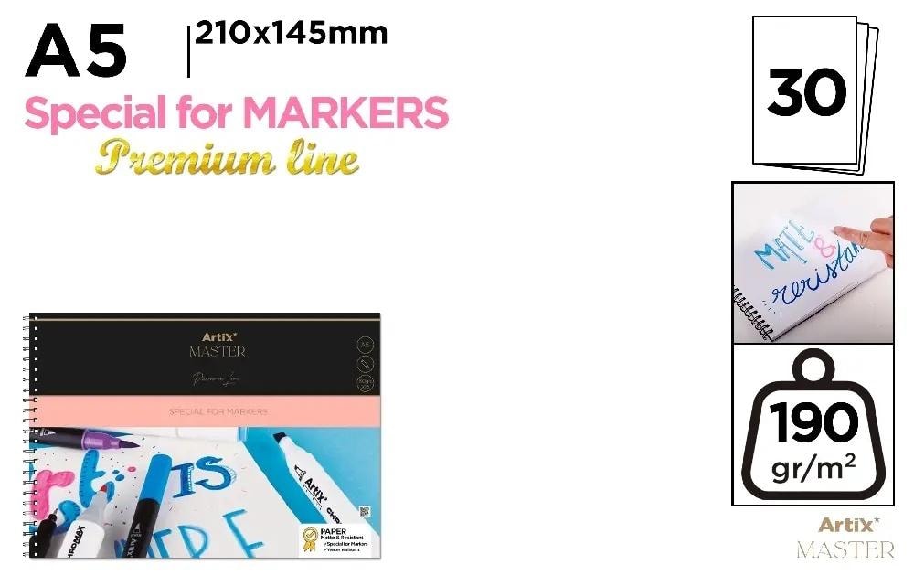 Artix A5 Sketchbook/30 Sheets for Markers - ideal for artists