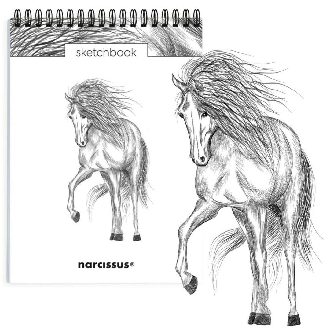 Narcissus A5 Sketchbook 60 Sheets - Horse Design - perfect for artists
