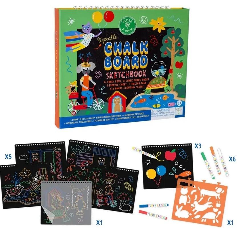 Floss & Rock Sketchbook with chalk markers Animals - creative fun for kids