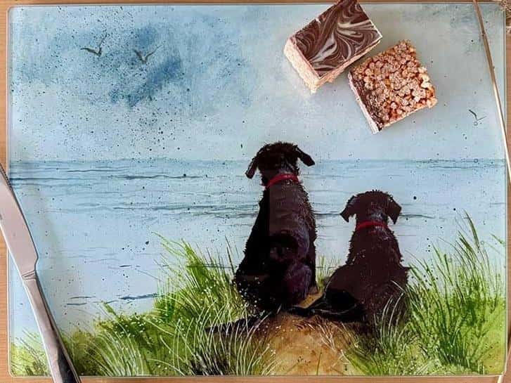 Glass decorative board Dogs on the dunes - perfect decoration for your home