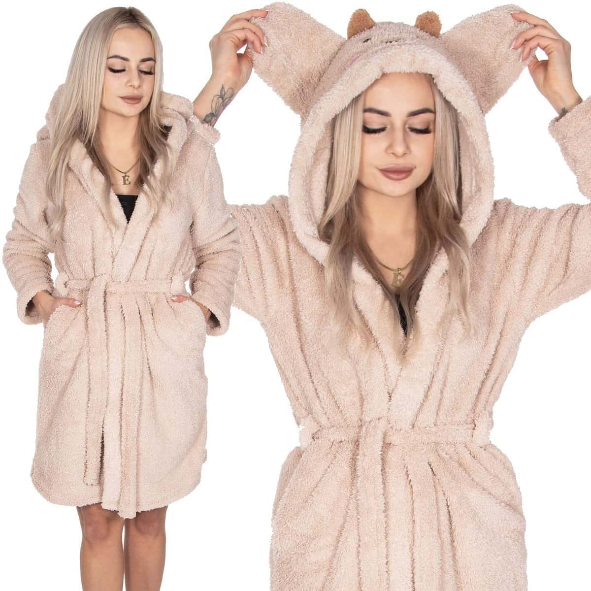 Women's Bathrobe Basic beige S/M - perfect as a gift