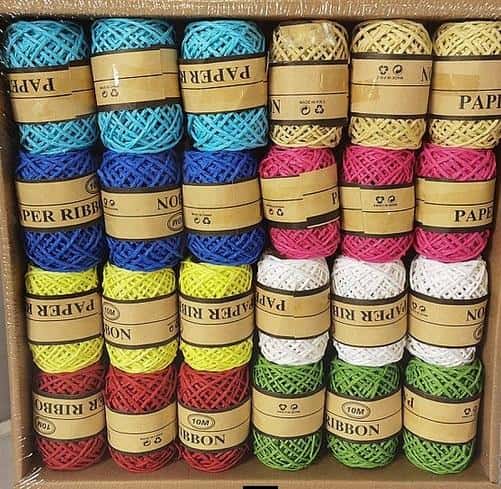 Paper twine for gift wrapping - 10m, 8 colors, 24 pieces - ideal for decorating