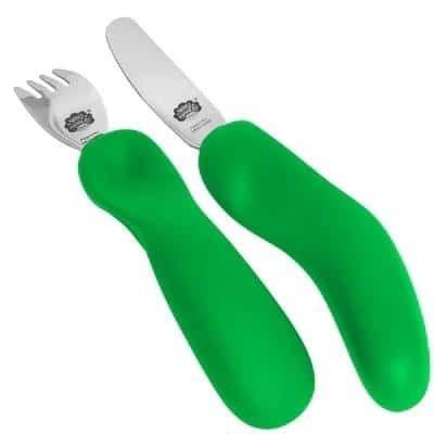 Nana's Manners Green Cutlery Set for Developing Pincer Grip - perfect for learning to eat