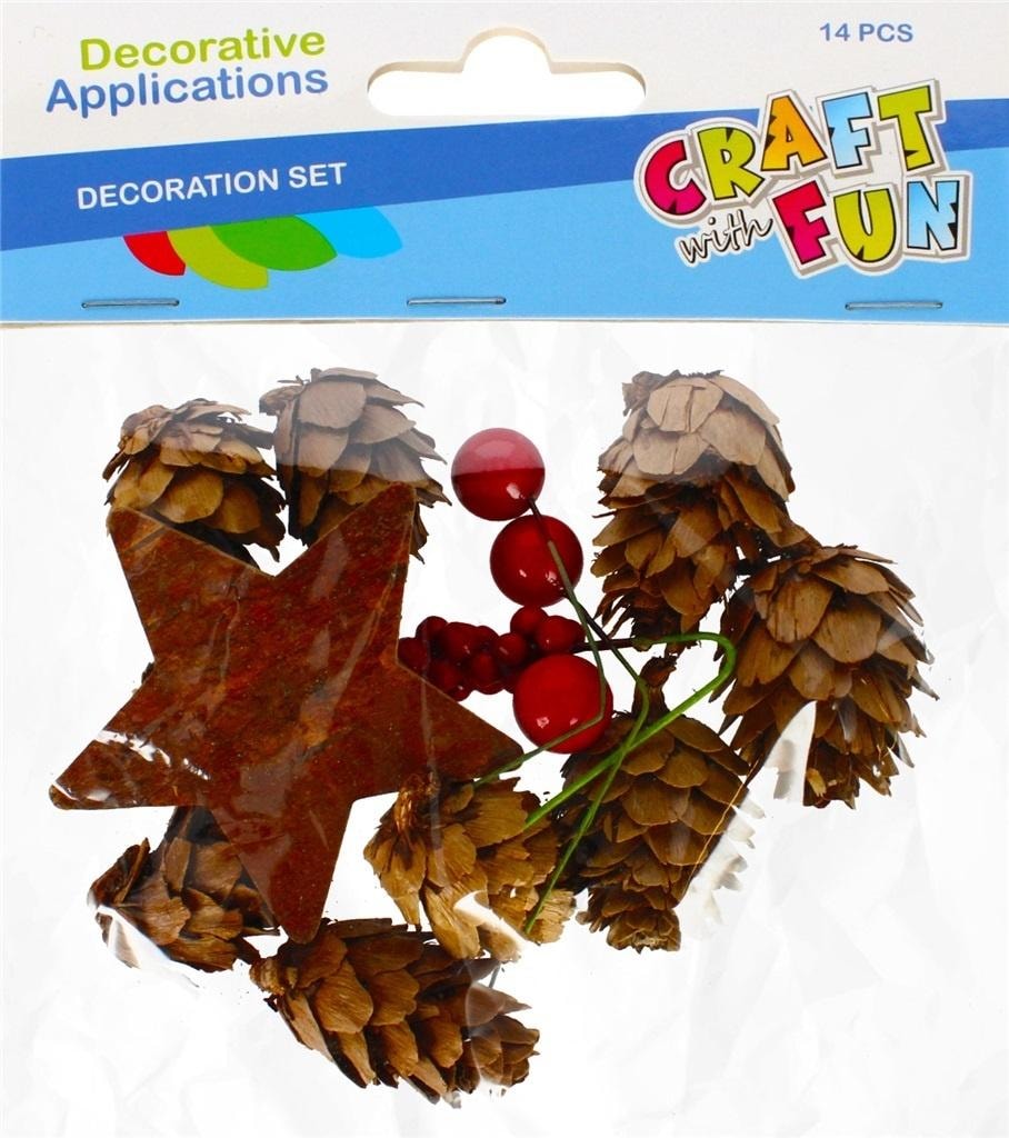 Craft with Fun Natural pine cones with accessories - ideal for decoration
