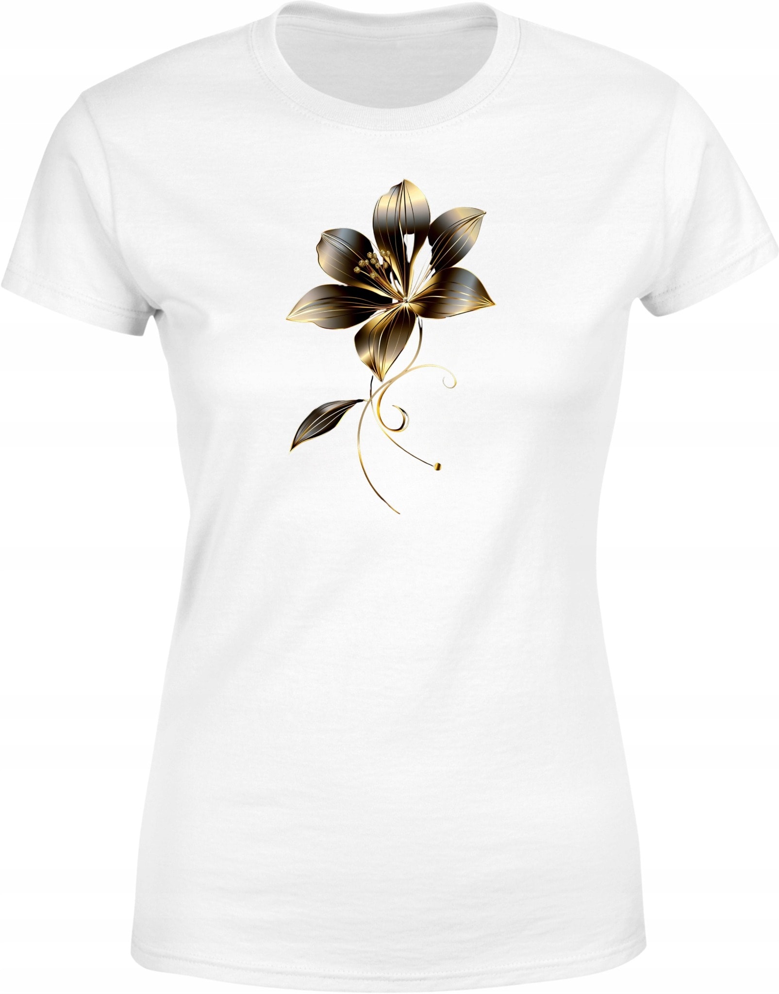 Women's T-shirt with golden flowers - perfect for summer, size 3XL