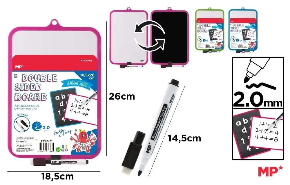 Double-sided whiteboard with marker - ideal for note-taking