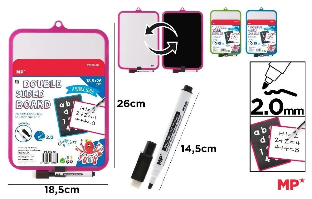 Double-sided whiteboard with marker - ideal for note-taking
