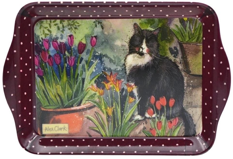 Small kitchen tray Cat and Tulips - ideal for serving