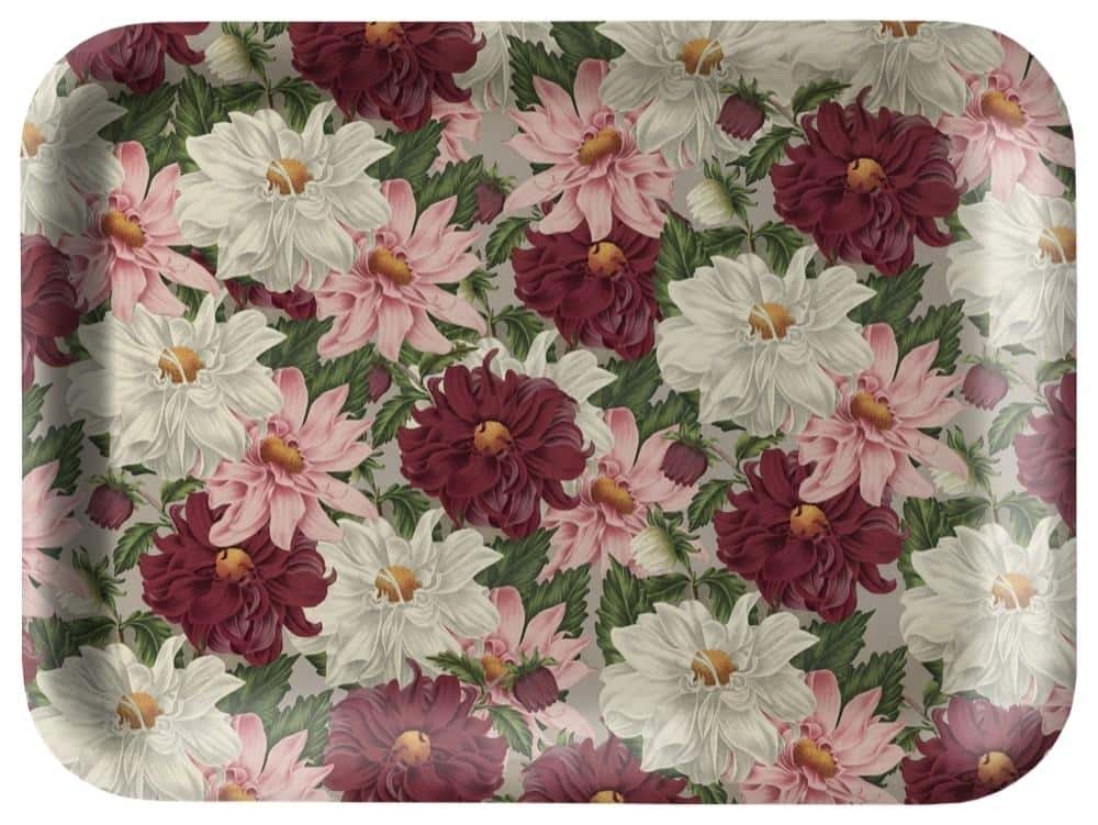 Skona Ting Decorative Kitchen Tray Purple Dahlias - ideal for serving