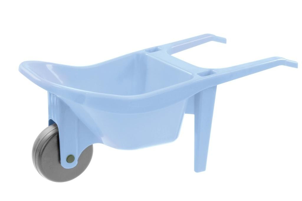 Pastel blue plastic wheelbarrow - ideal for garden