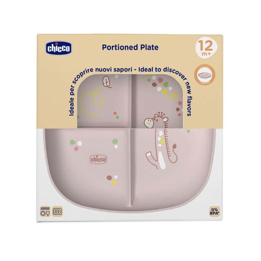 Chicco Three-section plate beige 12m+ - ideal for learning to eat independently