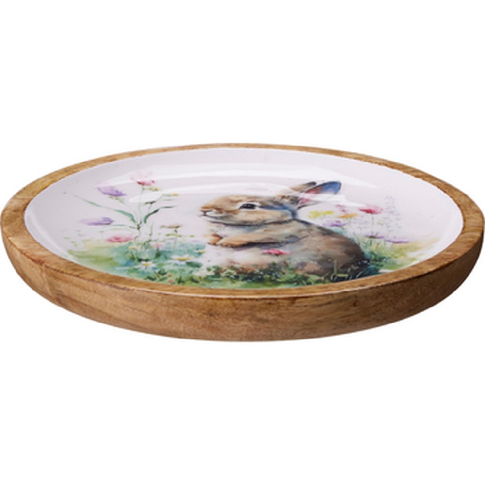 Plate 22cm Mango Wood Rabbit - ideal for serving