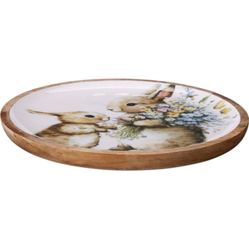 Mango wood serving plate with hare - ideal for serving