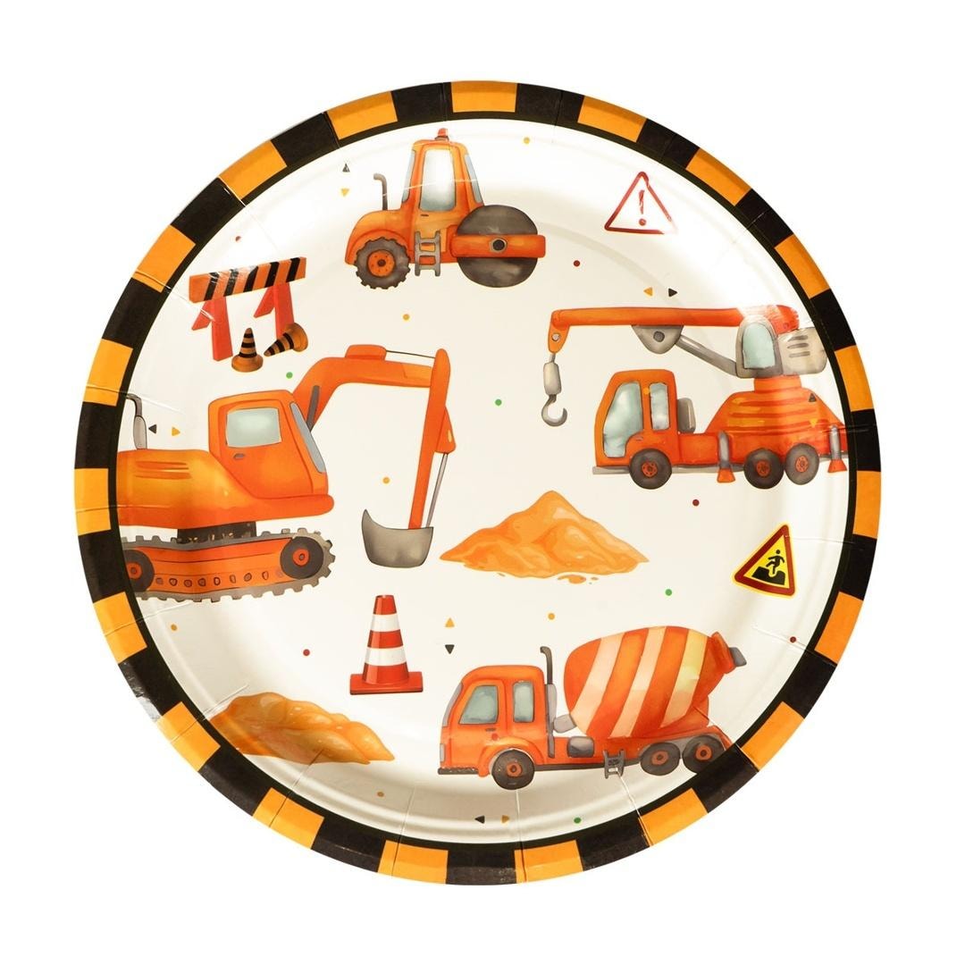 Paper plates Construction Site - 8 pieces perfect for a party