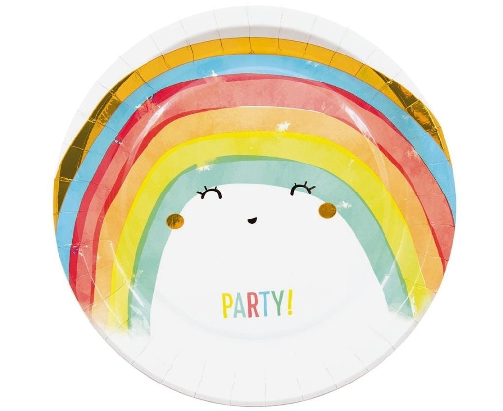 PROCOS Rainbow Party Paper Plates 23cm 8pcs - perfect for birthdays