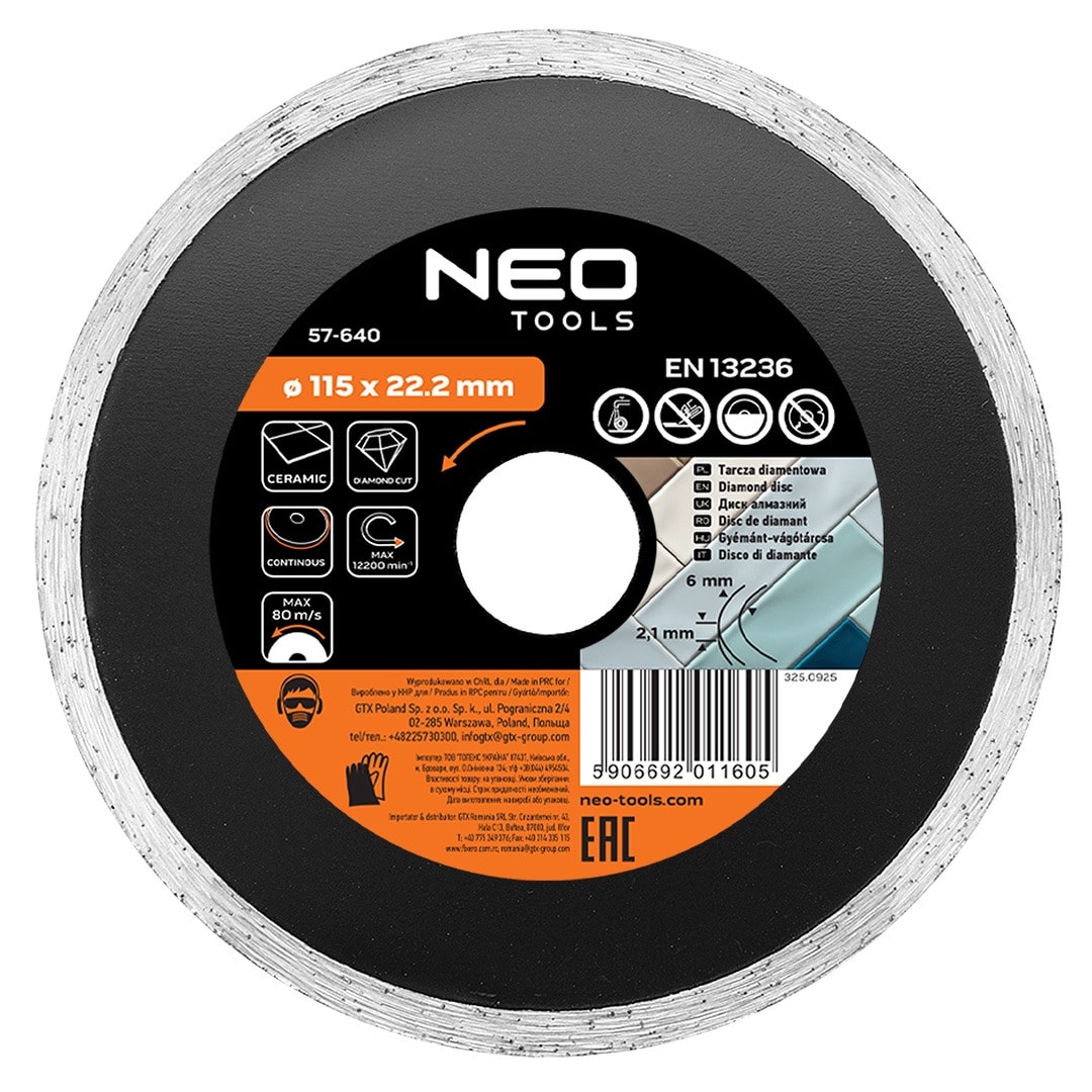 Diamond cutting disc full 230 x 25.4 mm - precise cutting