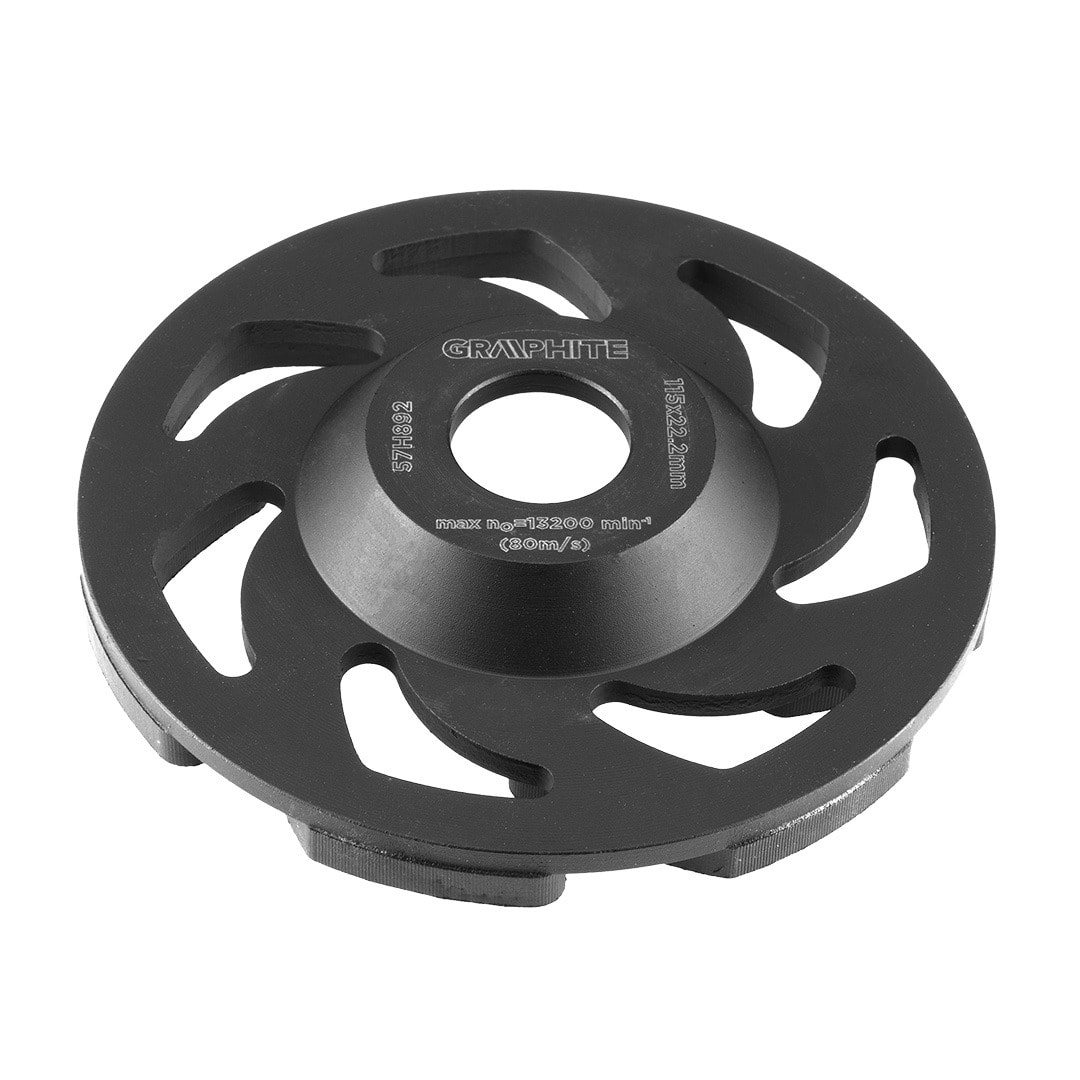 GRAPHITE Diamond grinding disc 115 x 22.2 x 5 mm segment L