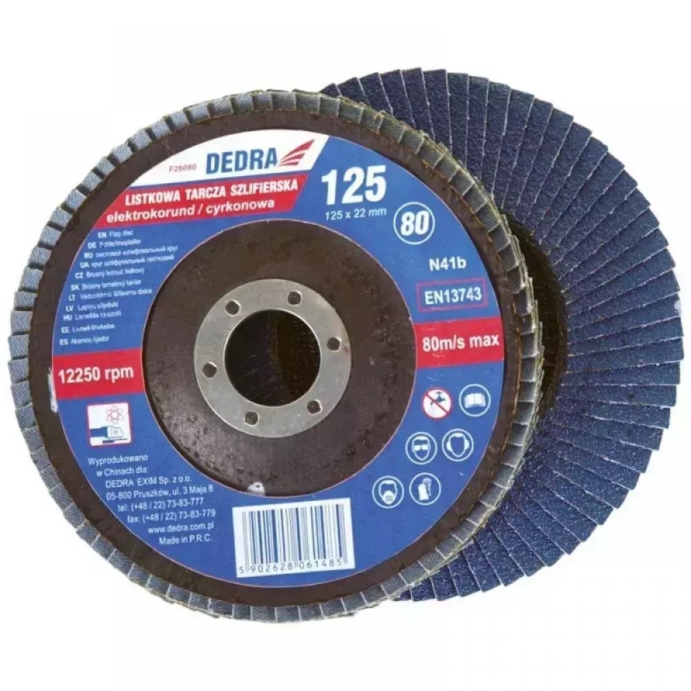 DEDRA Flap disc zirconium grit 36, 125x22mm