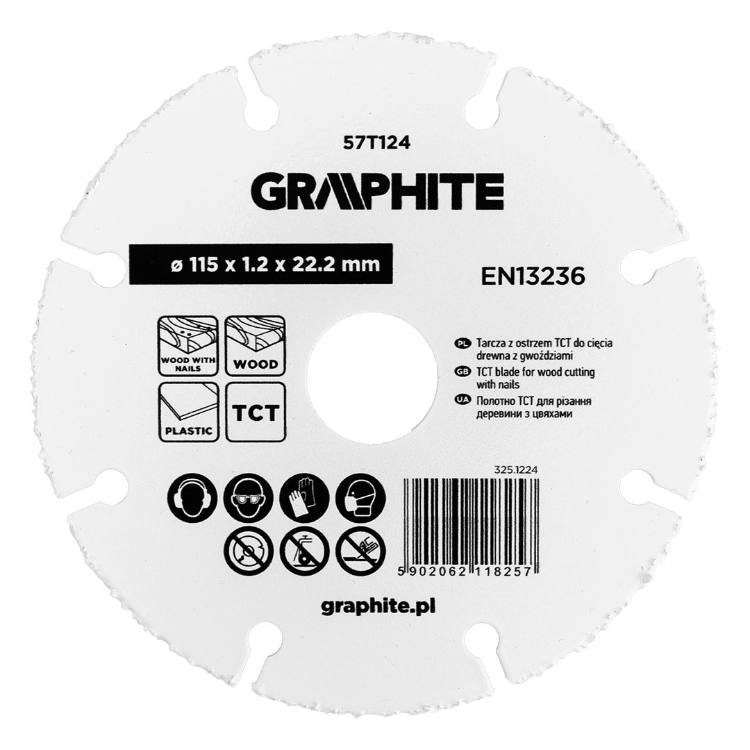 GRAPHITE Wood cutting disc with nails 115 mm - reliable tool