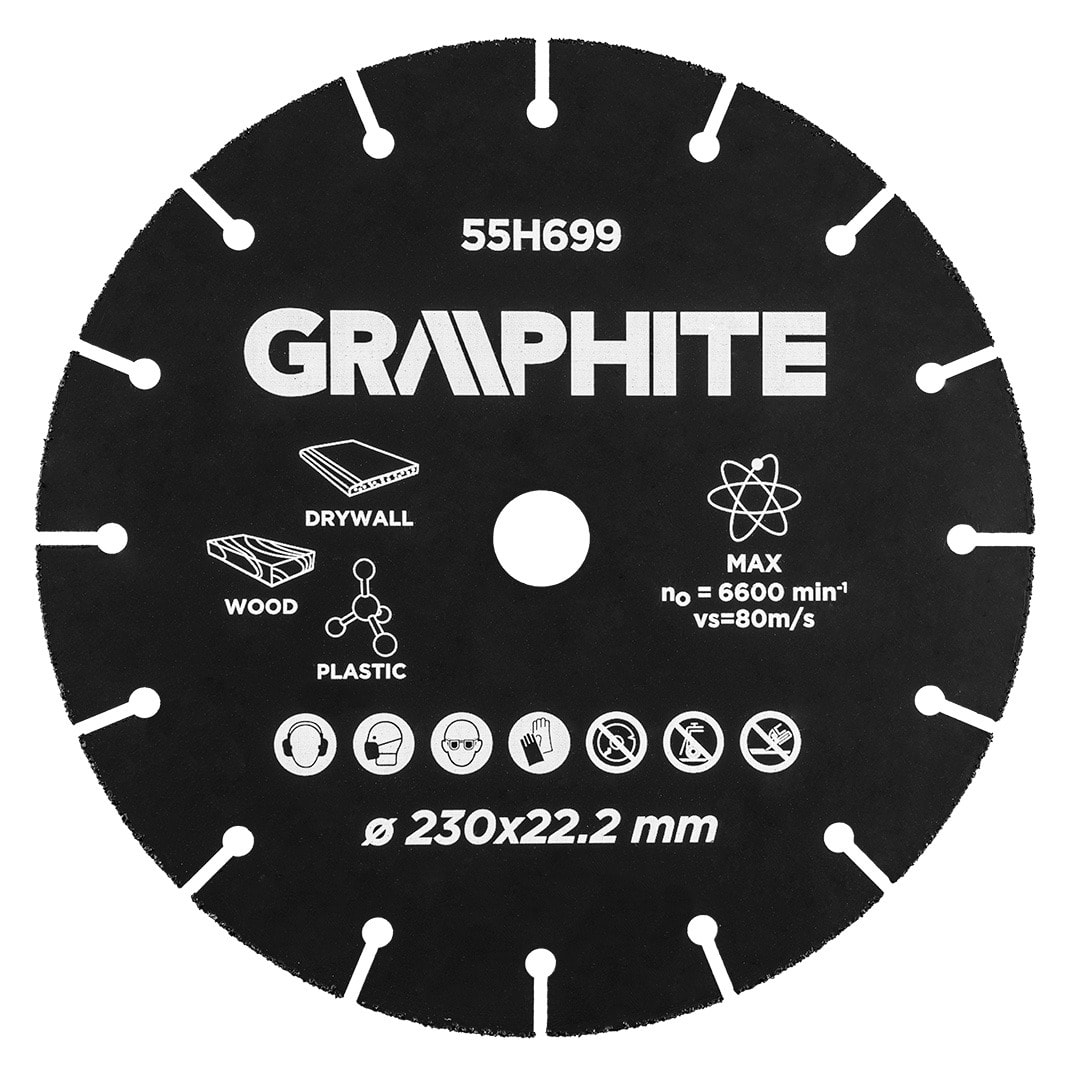 GRAPHITE HM circular saw blade for wood and plastics 230 x 22.2 mm