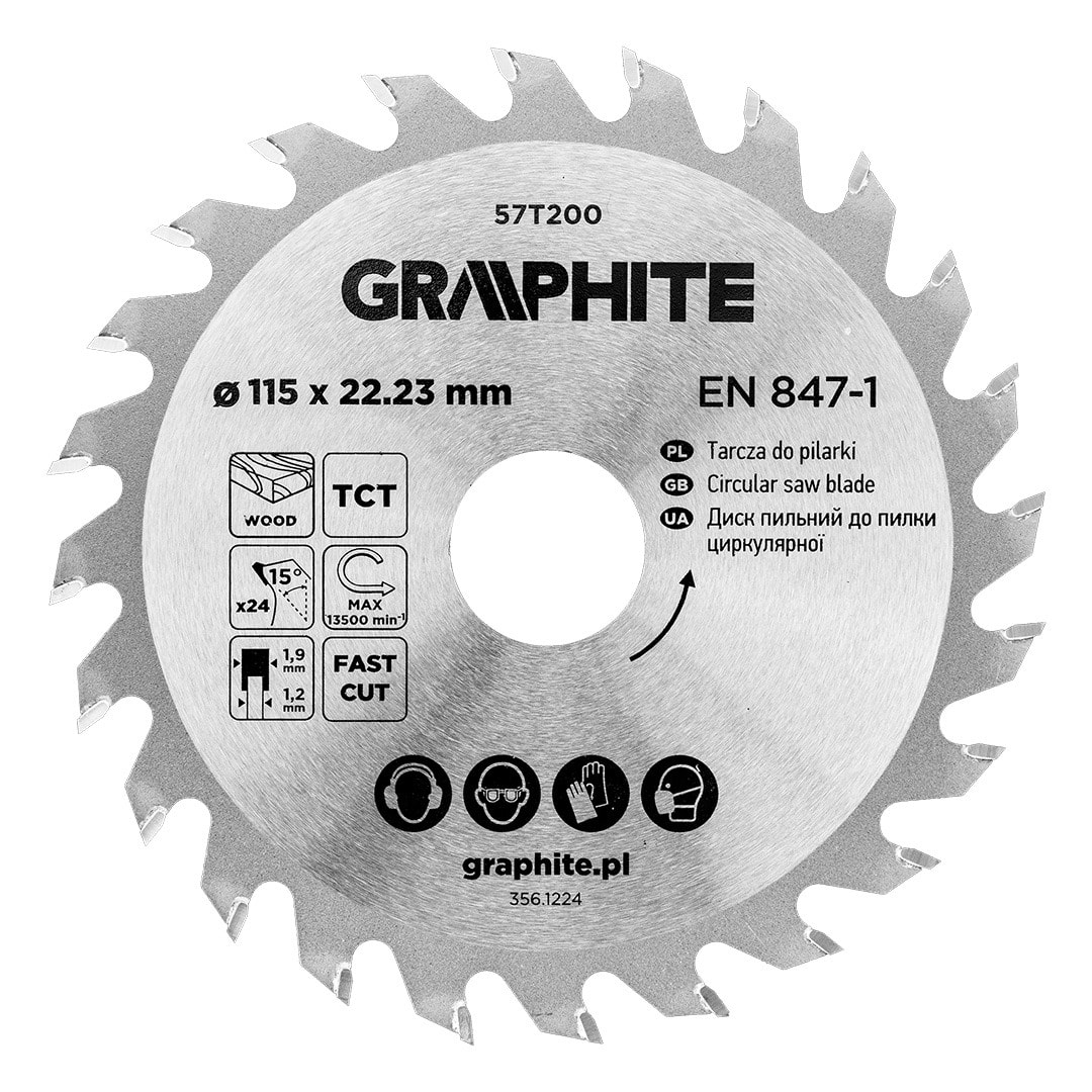 GRAPHITE Saw blade with Widia 115 x 22.23 mm 24 teeth