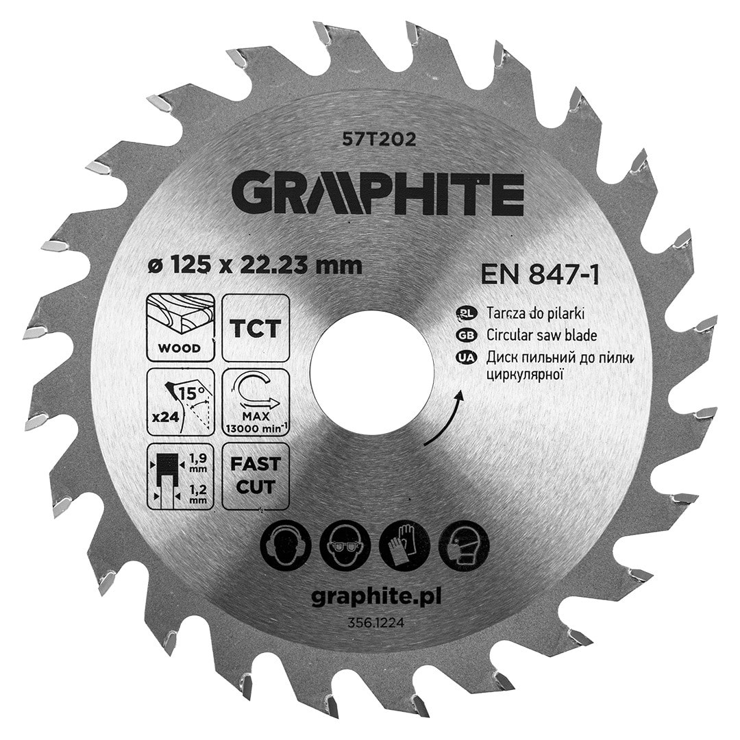 GRAPHITE Carbide saw blade 125 mm - fast wood cutting