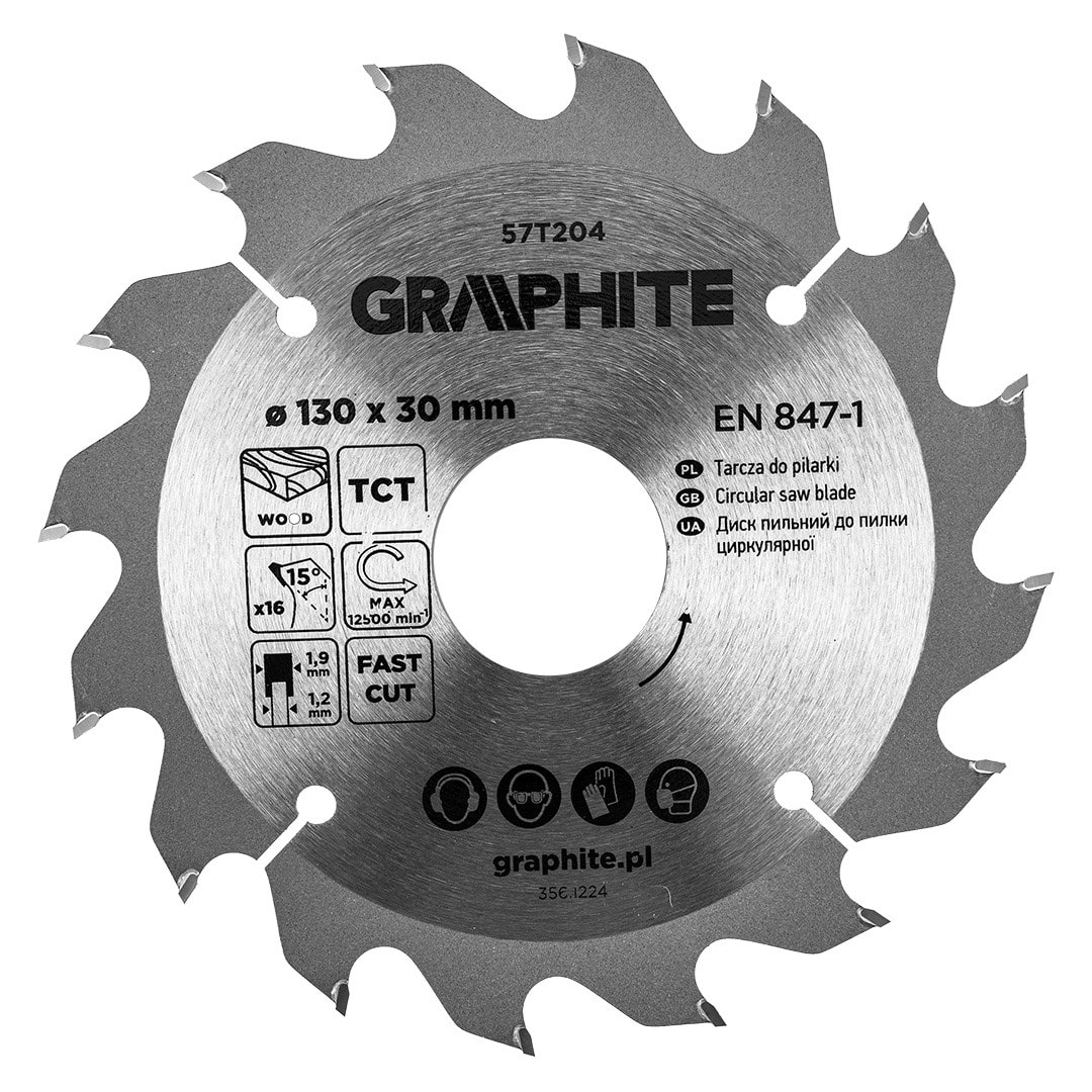 GRAPHITE Carbide saw blade 130 x 30 mm 16 teeth