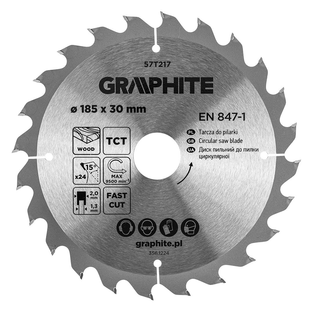 GRAPHITE Circular saw blade carbide tipped 185 x 30 mm 24 teeth