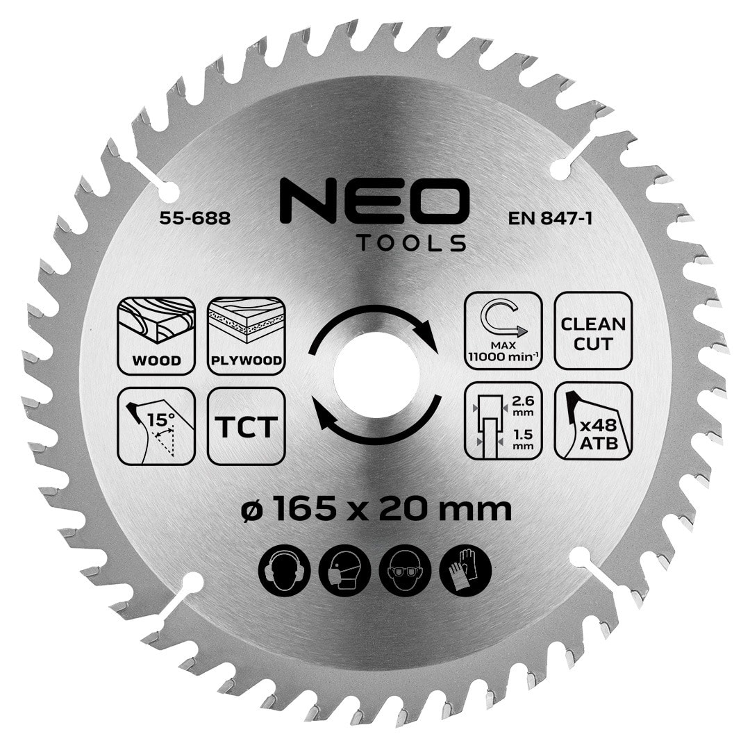 NEO TOOLS Carbide saw blade for plunge saw 165 mm - precise cutting