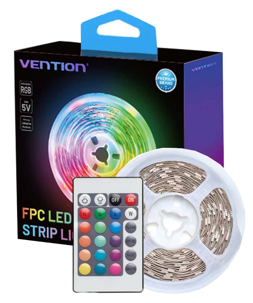 Vention RGB FPC LED Light Strip 2m - IR Remote, USB Powered