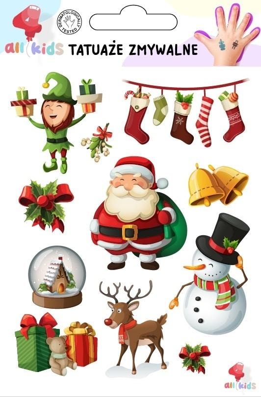 All4Kids Christmas Tattoos for Children - washable, safe - perfect as a gift