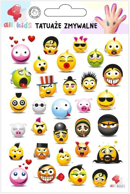 All4Kids Washable Tattoos for Children - faces and emoticons, safe and creative