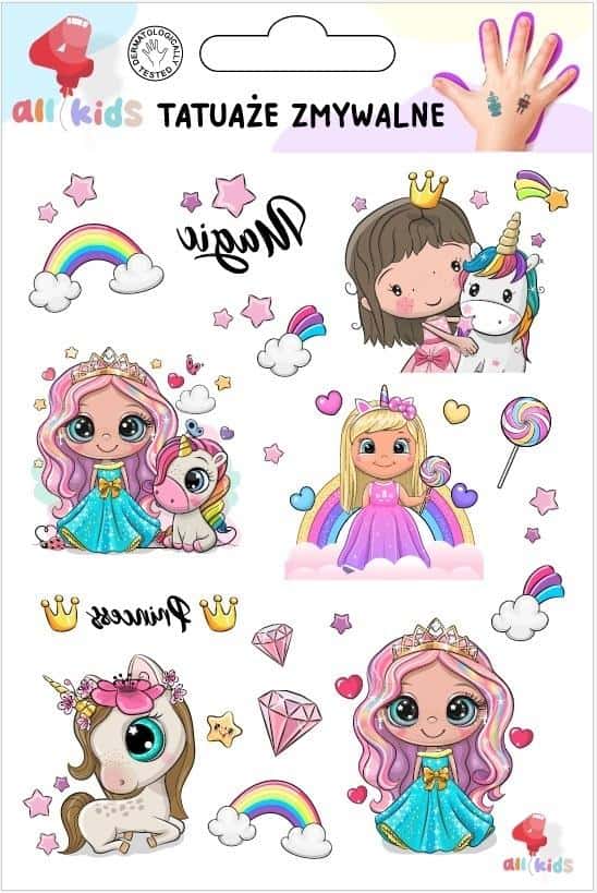 Washable Tattoos for Kids - Princesses and Unicorns - creative fun