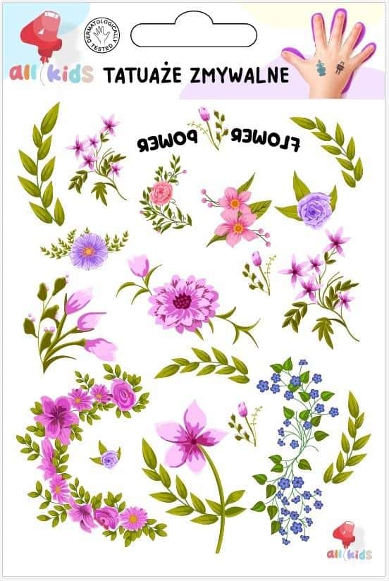 All4Kids Washable Tattoos for Children Flowers - safe and creative