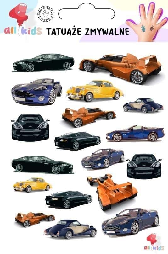 All4Kids Washable Tattoos for Kids - Cars