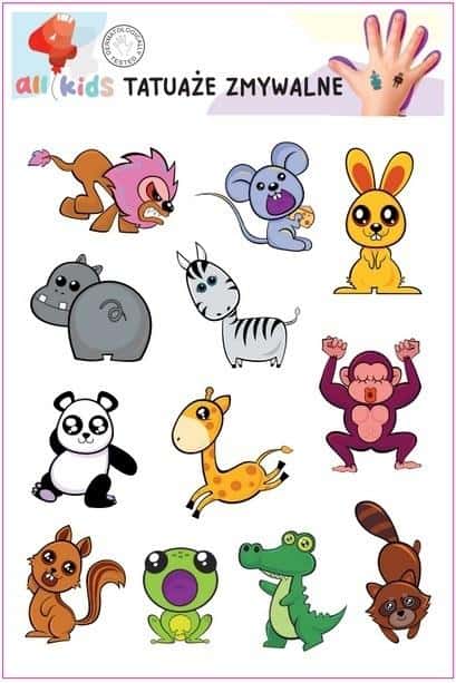 Washable tattoos for children Happy animals - safe fun