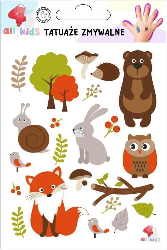 All4Kids Tattoos for Children Forest Animals - safe fun