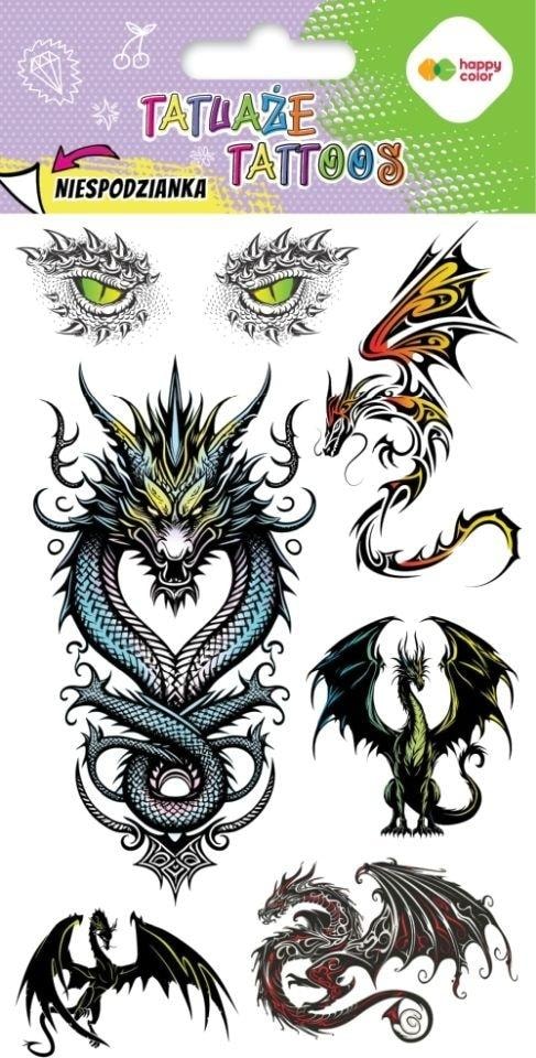 Dragons Happy Color - Washable Tattoos for Kids