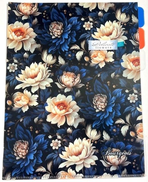 FRESH A4+ Plastic folder with 3 compartments, L-sleeve, flowers - ideal for school