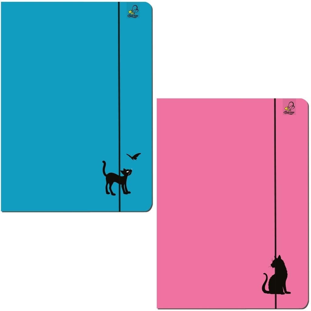 Bee-bee A4 Folder with Elastic Band Cat Motives Mix - ideal for school