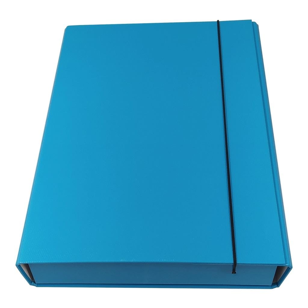 Box file with rubber band light blue - ideal for document storage