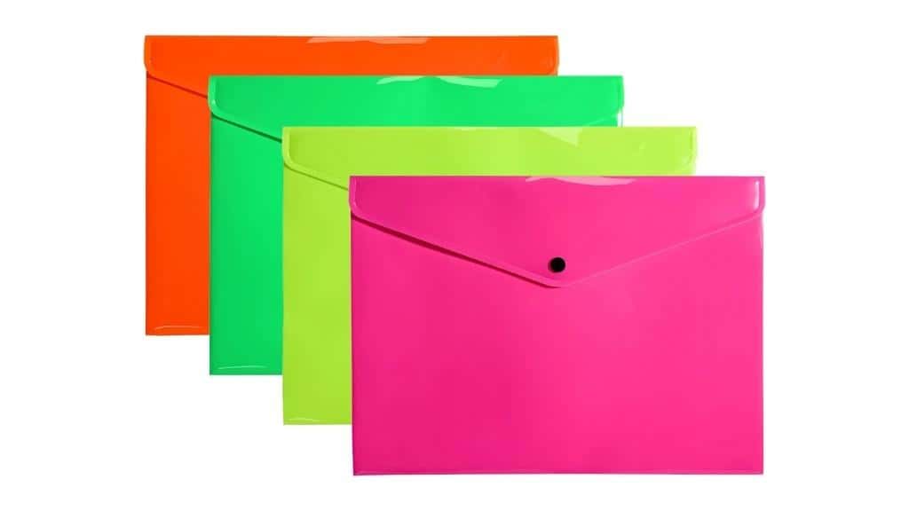 Biurfol A4 envelope folder PP neon 10 pieces - ideal for document sorting