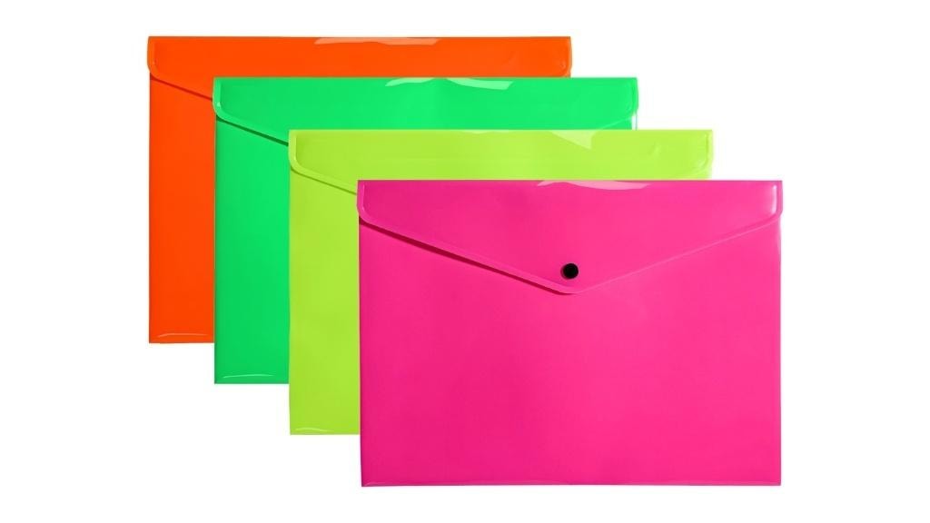 Biurfol A4 envelope folder PP neon 10 pieces - ideal for document sorting