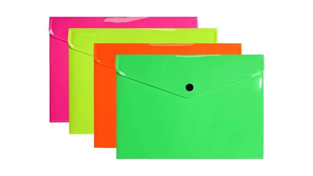 Biurfol A5 Envelope Folder PP Neon (10 pcs) - ideal for document sorting