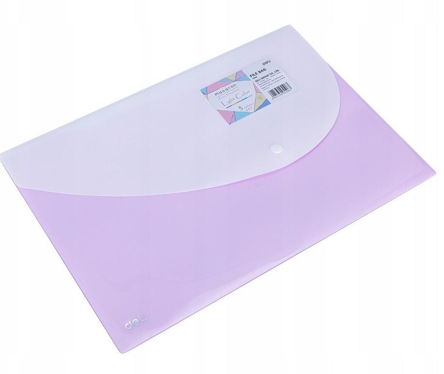 Deli Envelope folder with snap PP Macaron purple - ideal for school and office